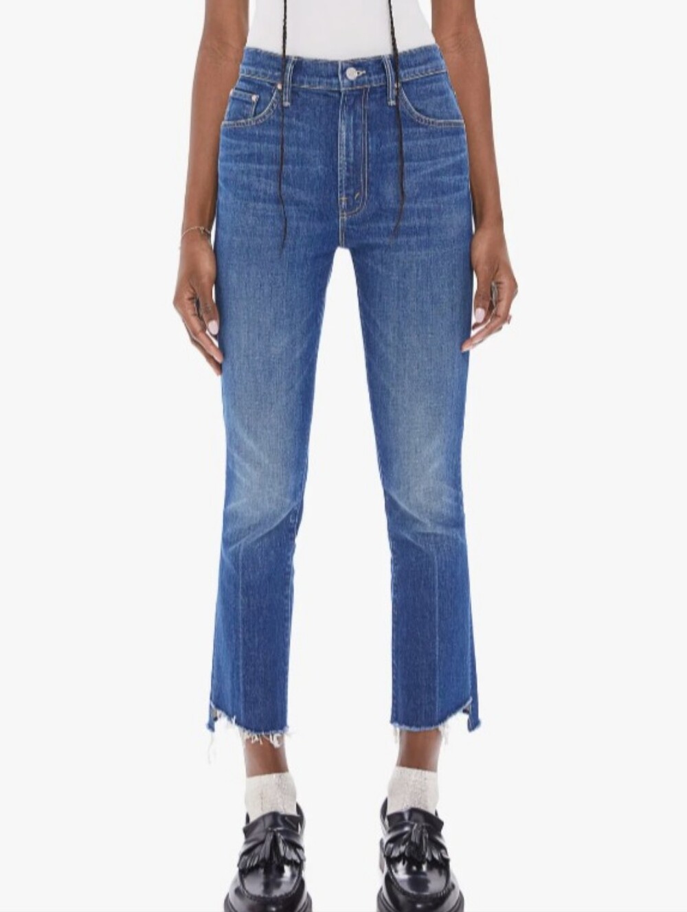 Mother Superior The Inside Crop Step Fray Bad Reputation Blue Jeans Size 25